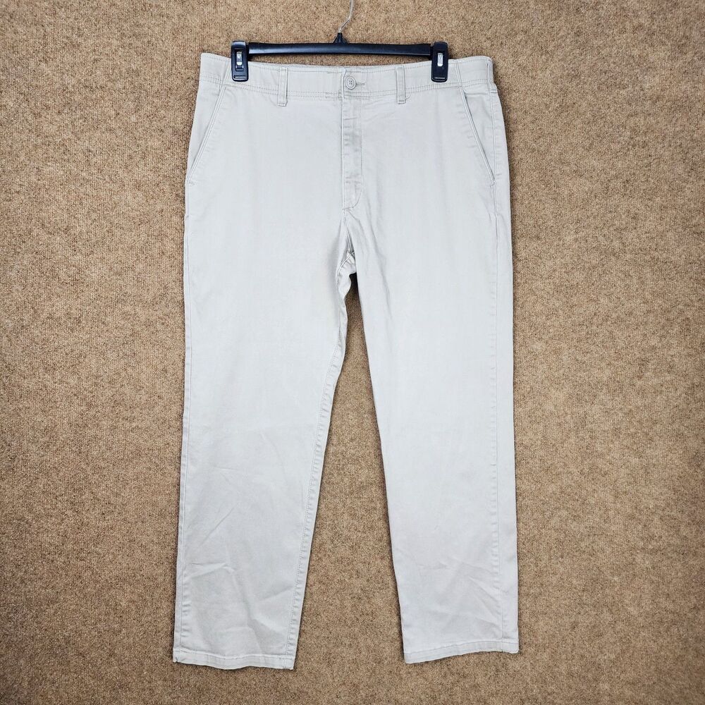 Lee Men Khaki Pants Regular Straight Beige Flat-Front Pockets Size 38x32 Chino